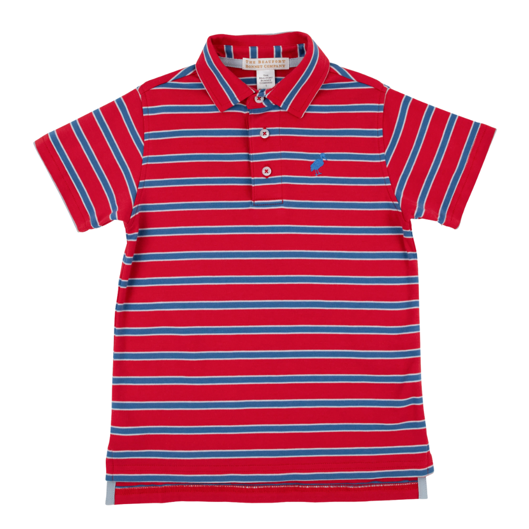 Prim and Proper Polo LS - Pima - Nantucket Navy/Richmond Red