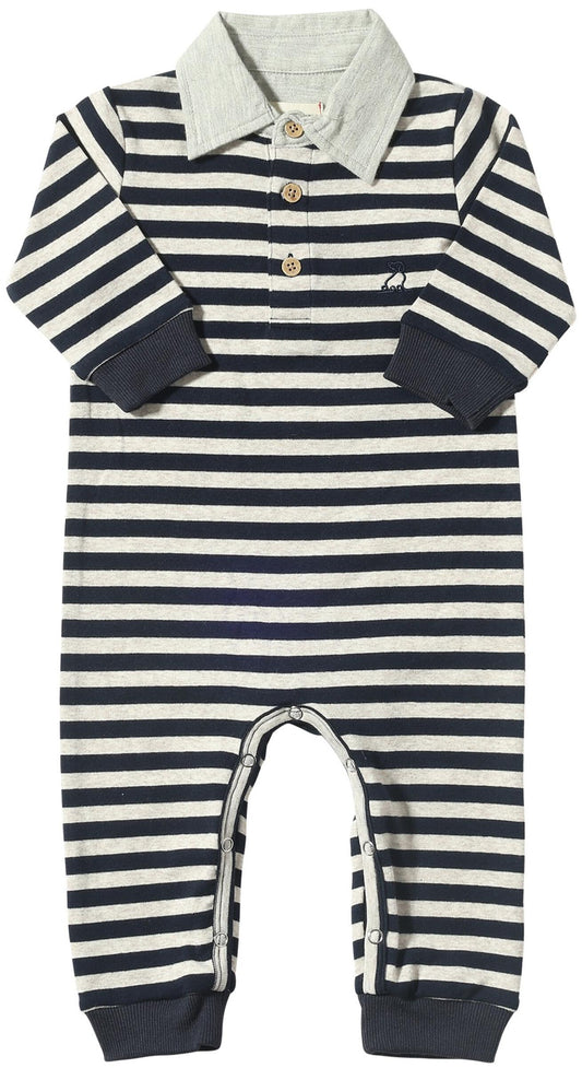 Navy Stripe Kingston Polo Romper