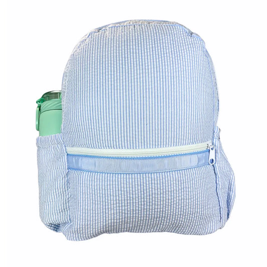 Baby Blue Seersucker Medium Backpack