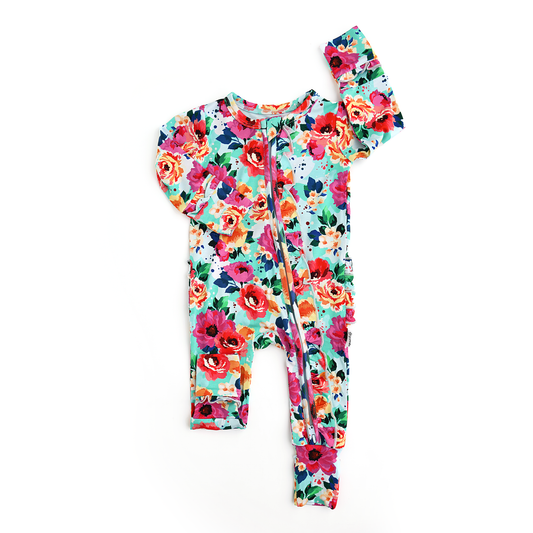 Maggie Ruffle Zip Bamboo Baby Zip Sleepies Little Outfit