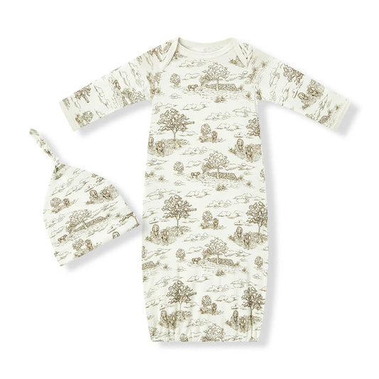 Country Toile Gown & Hat Set