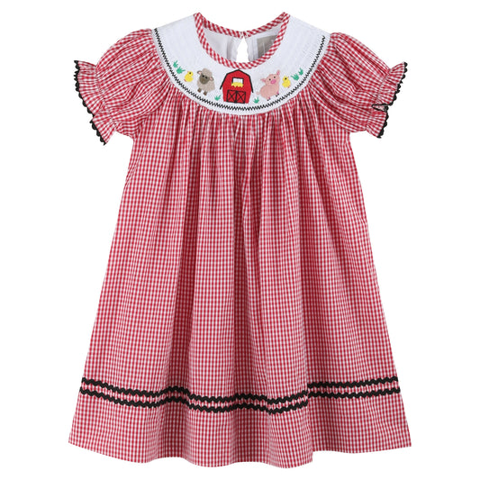 Smocked Barn Animals Dress