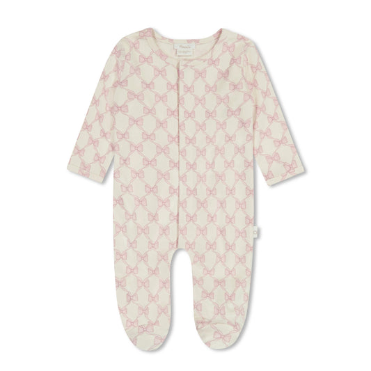 Blush Pink Bow Footie 0/3