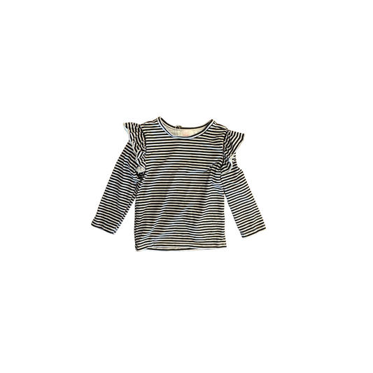 Black & White Stripe Ruffle Tee