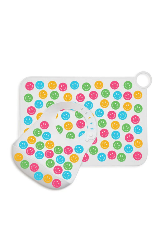 Happy Silicone Placemat/Bib Set