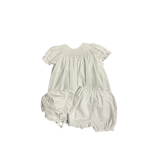 White smocked day dress set