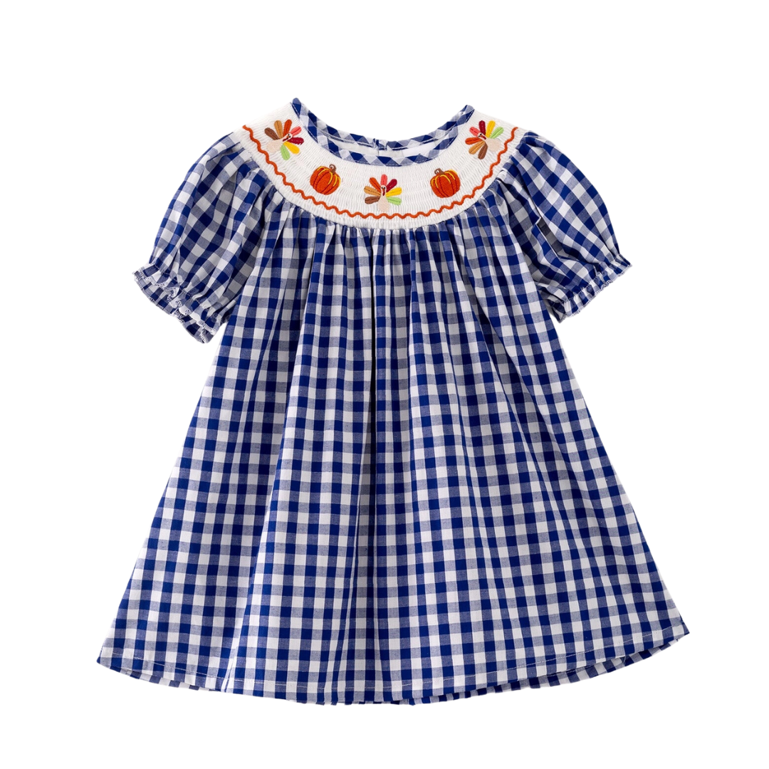 Navy Gingham Turkey Dress