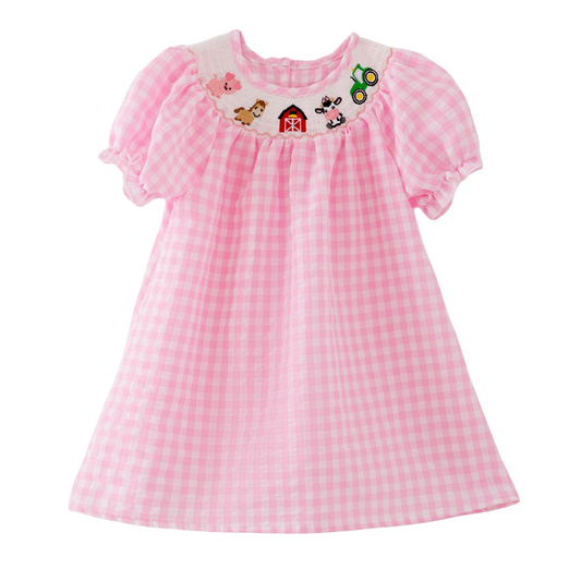 Pink Gingham Farm Dress