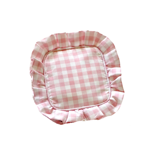 Pink Gingham Ruffle Pouch