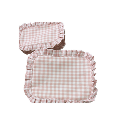 Pink Gingham Ruffle Pouch