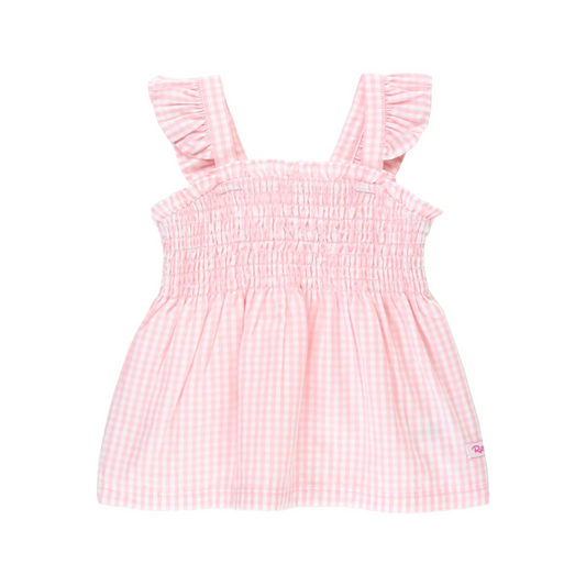 Pink Gingham Smocked Top