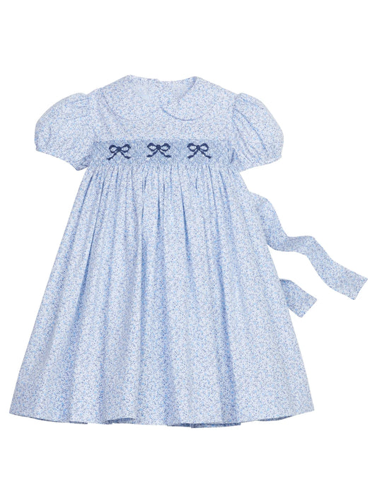 Blue Smocked Bow Dress