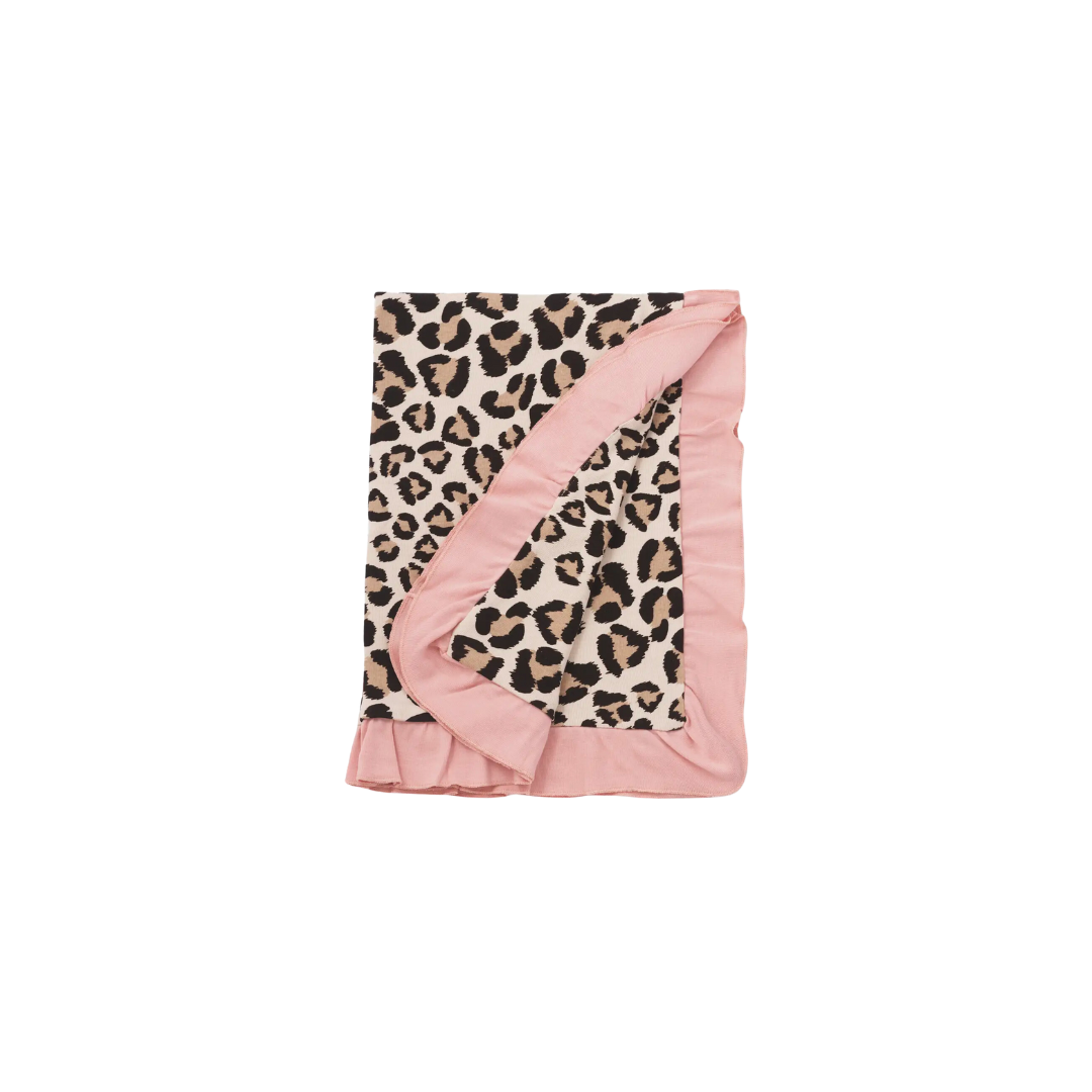 Pink Leopard Ruffle Blanket