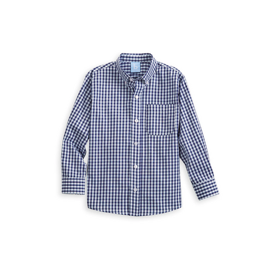 Navy Soft Check Button Down