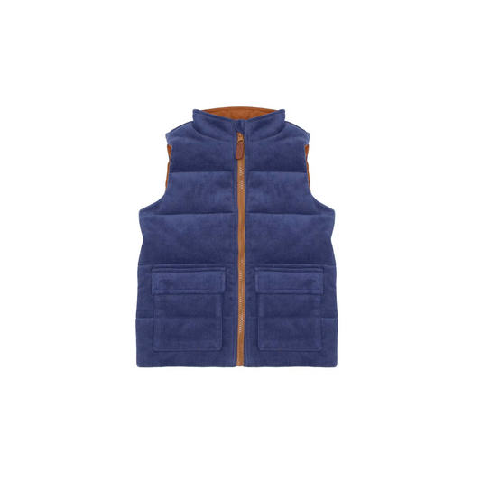 Joey Corduroy Vest in Washed Indigo