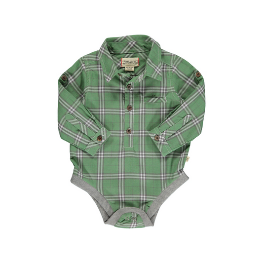 Jasper sage plaid onesie