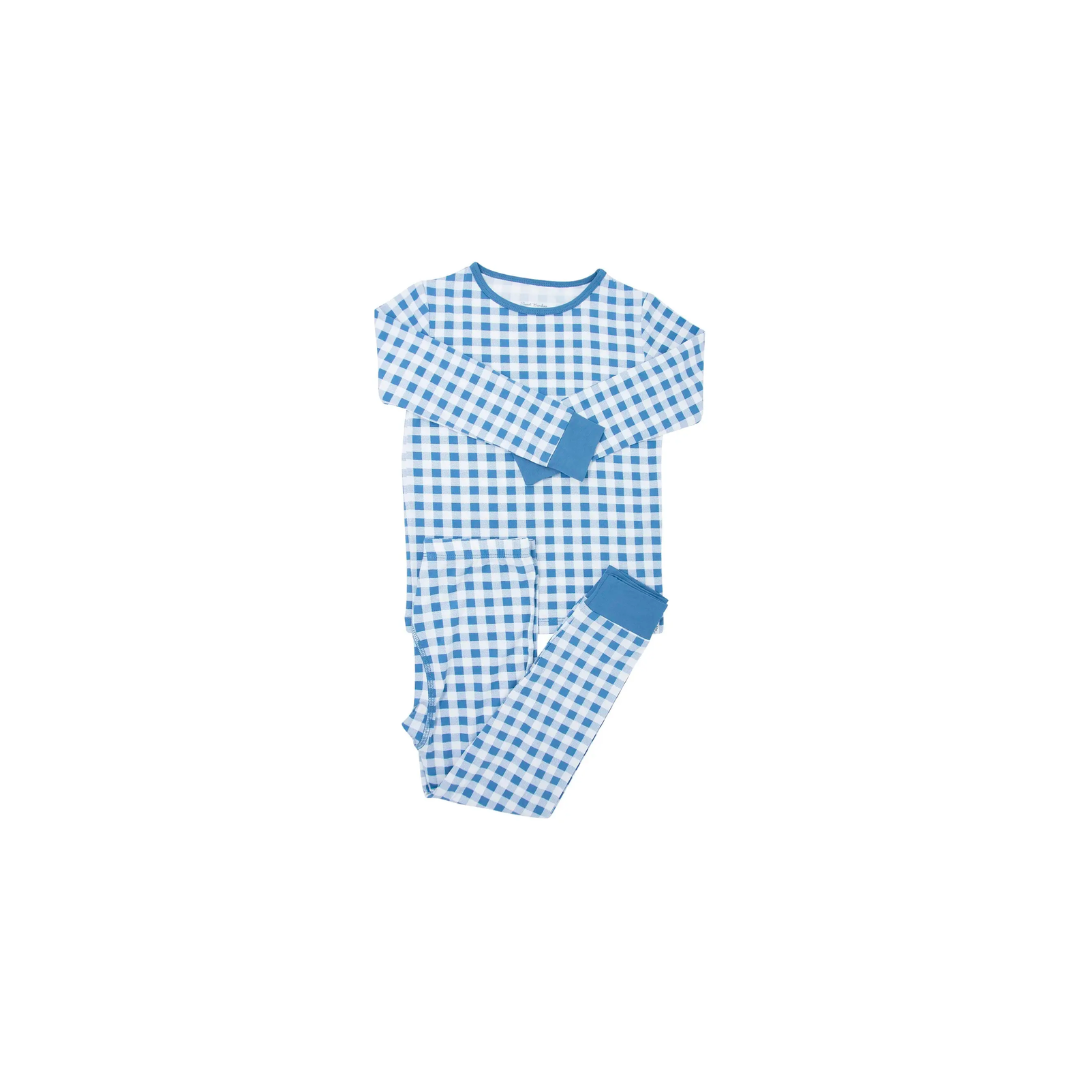 Blue gingham big kid PJ