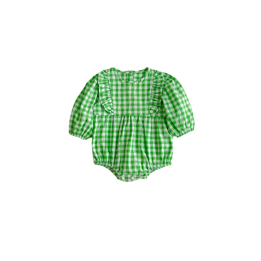 Green plaid ruffle onesie