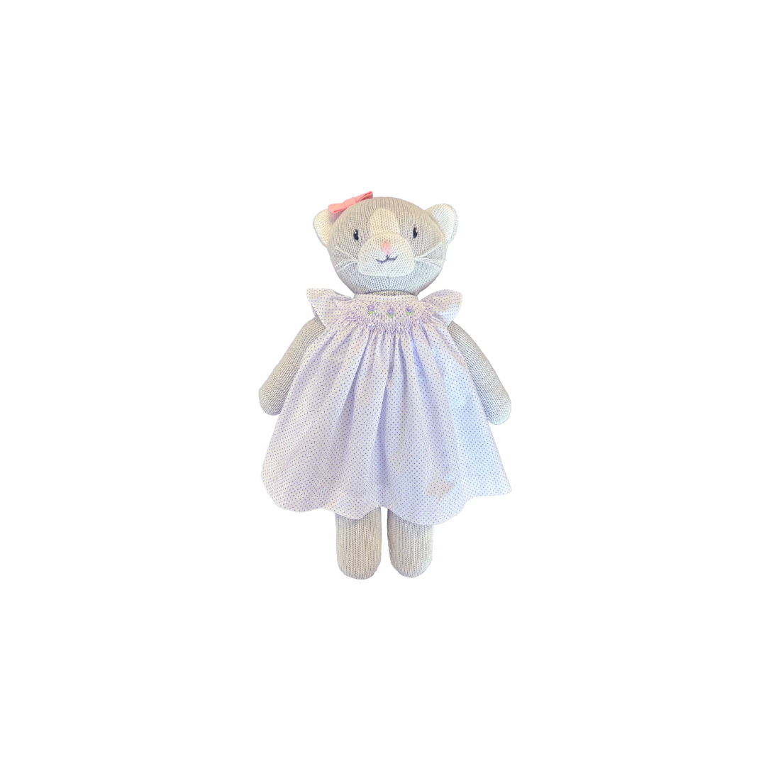 Smocked knit cat doll