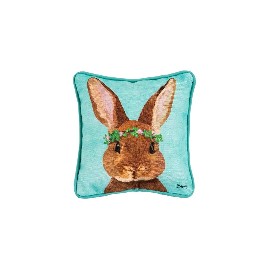 Easter Clover Bunny Throw Pillow