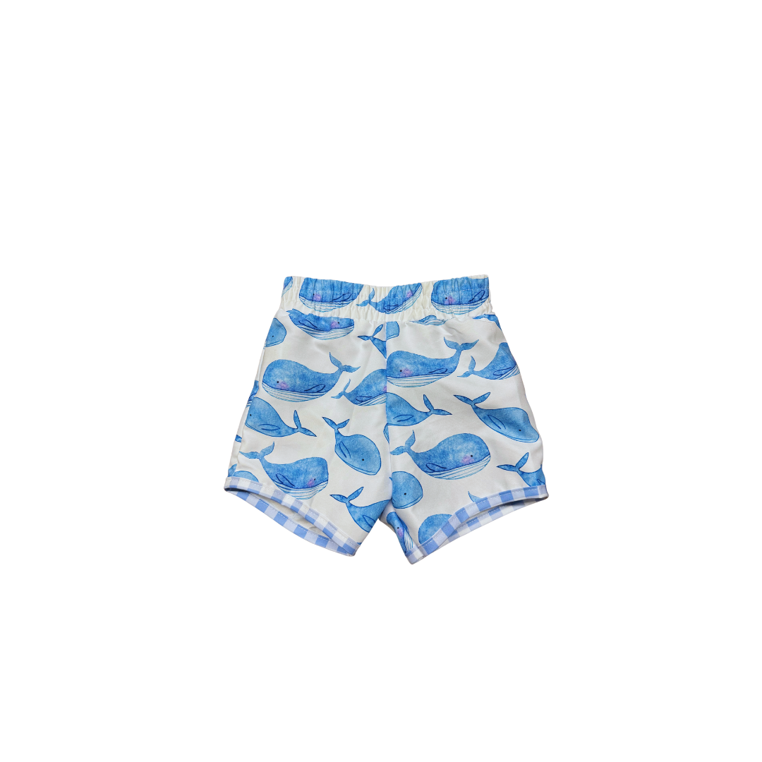 Whale swim trunks