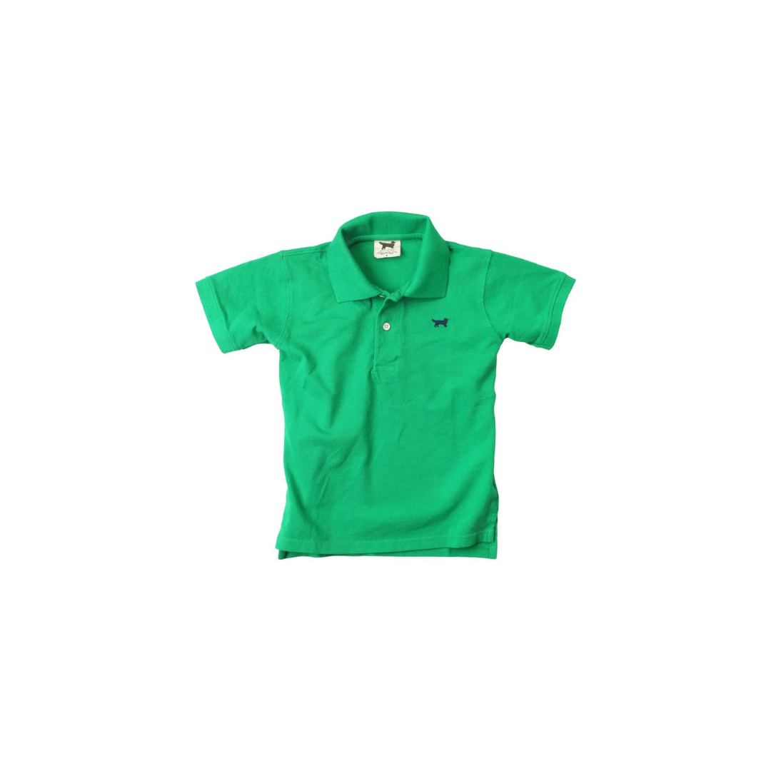 Green pique polo