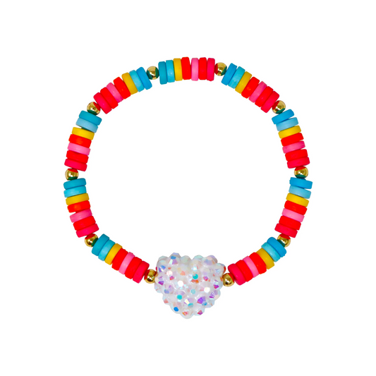 Rainbow jeweled heart bracelet