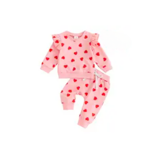 Ruffle red hearts set