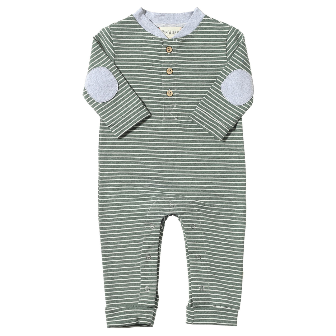 Niota Green Stripe Henley Romper