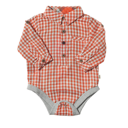 Orange Gingham Jasper Onesie