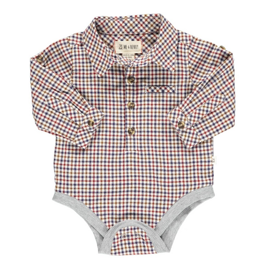 Red and Black Gingham Jasper Onesie