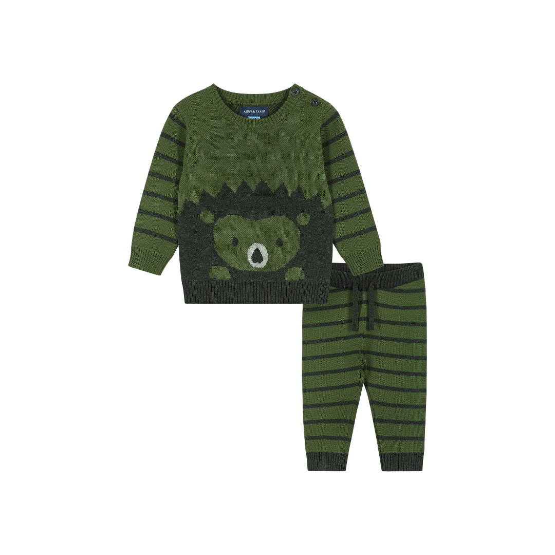 Olive Porcupine Sweater Set