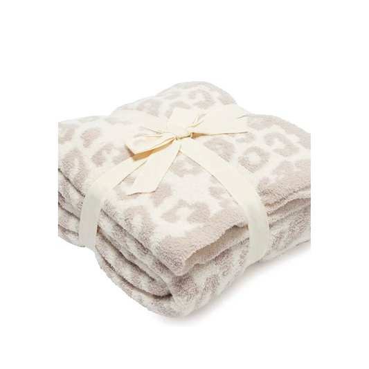 Cream Leopard Fleece Blanket