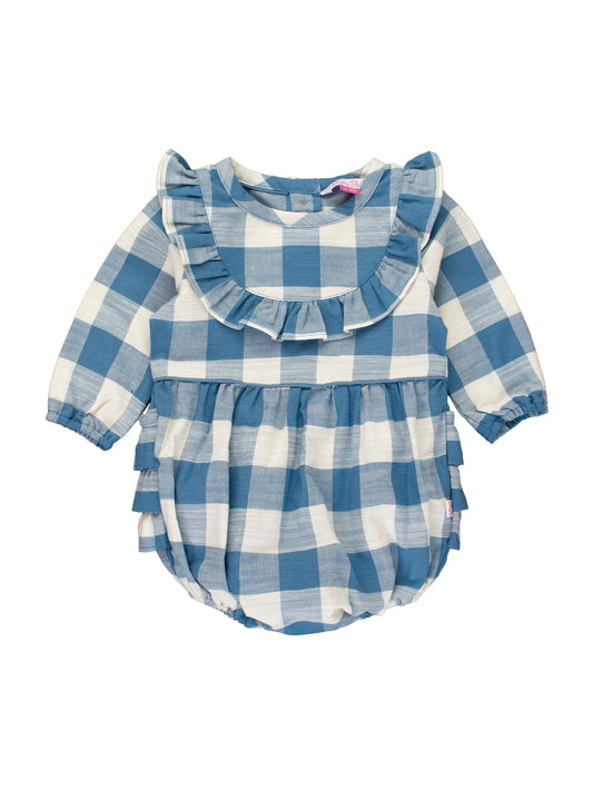 Blue Buffalo Plaid Ruffle Bubble