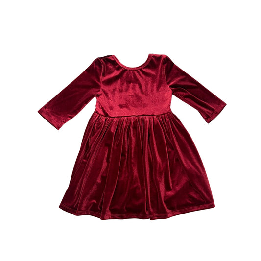 Cranberry Velvet Twirl Dress